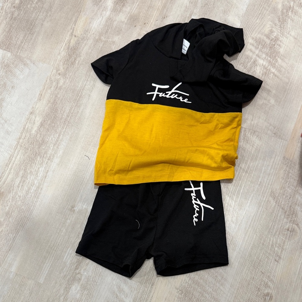 Black and Yellow Future T-Shirt and Shorts Set